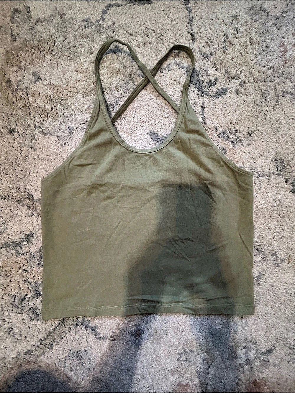 American Eagle AE Cross-Back Strappy Tank Top Green Medium